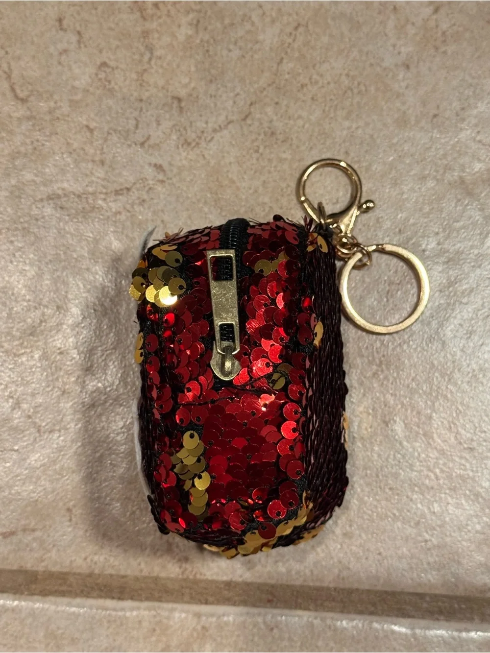 Sequin Unicorn Keychain for Kids - Red/Gold
